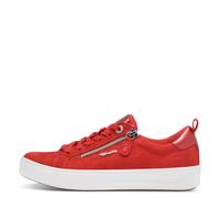 Tamaris COMFORT Damen Sneaker flach mit Reißverschluss Freizeit, Rot (Red Suede), 38 EU