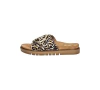 Tamaris Damen Wide Fit Pantoletten flach mit Klettverschluss und Schnalle, beige (Leopard), 41 EU