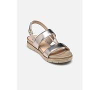 Tamaris Comfort Damen Sandalen flach aus Leder mit Glitzerdetails, Gold (Lt Gold), 37 EU