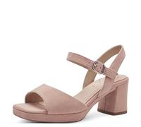 Tamaris Damen Wide Fit Damen Sandalen mit Absatz aus Leder mit verstellbarem Riemen, rosa (Rose Suede), 38 EU