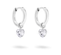 Paar Creolen TAMARIS ", TJ-0365-E-16, TJ-0367-E-16" Ohrringe Gr. Edelstahl, silberfarben (edelstahlfarben, kristallweiß) Damen Creolen mit Zirkonia (synth.) (17844140-0)