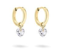 Paar Creolen TAMARIS ", TJ-0365-E-16, TJ-0367-E-16" Ohrringe Gr. Edelstahl, gelb (gelbgoldfarben, kristallweiß) Damen Creolen mit Zirkonia (synth.) (71199431-0)
