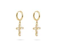 Tamaris Ohrring - Creole aus Edelstahl mit Kreuz-Anhänger - IP Gold - 1,2 cm - Klappverschluss - wasserfest & hautfreundlich