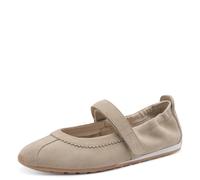 Tamaris Damen Ballerina mit Strap Leder flach, beige, 41 EU