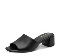 Tamaris Damen Pantolette mit Blockabsatz Leder, schwarz, 41 EU