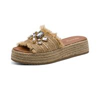 Tamaris Damen-Pantolette mit Keilabsatz, Beige, Größe 38