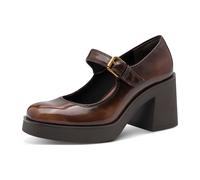 Spangenpumps TAMARIS, Damen, Gr. 40, braun, Lacklederimitat, glänzend, used, modisch, Schuhe, Blockabsatz, Partyschuh, Pumps in veganer Verarbeitung (75689316-40) braun