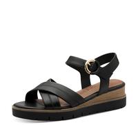 Tamaris Damen Sandalette mit Keilabsatz, schwarz, 38 EU