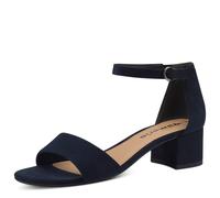 Tamaris Damen Sandalen mit Absatz Textil Vegan Blockabsatz Sommer; NAVY/blau; 37