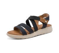 Riemchensandale TAMARIS, Damen, Gr. 40, navy, Lederimitat, unifarben mit Farbeinsatz, Schuhe Riemchensandale, Sommerschuh, Sandalette mit praktischem Klettverschluss (53189717-40) navy
