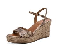 Keilsandalette TAMARIS, Damen, Gr. 37, braun snake, Textil, Reptilienprägung, Schuhe, Plateau, Sommerschuh mit modischem Juterahmen (44307368-37) braun snake