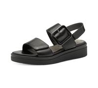 Tamaris Comfort Damen Sandalen flach aus Leder mit Schnalle, Schwarz (Black Nappa), 41 EU