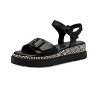 Keilsandalette TAMARIS, Damen, Gr. 42, schwarz, Leder, unifarben, modisch, Schuhe, Riemchensandale, Sommerschuh mit Muster am Plateau (10803657-42) schwarz