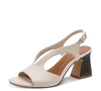 Tamaris Damen Sandalette mit Blockabsatz Leder, beige, 41 EU