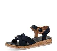 Sandalette TAMARIS, Damen, Gr. 37, blau (navy), Ziegenveloursleder, unifarben, modisch, Schuhe, Plateau, Sommerschuh, Riemchensandale mit hübscher Zierschnalle (21655022-37) navy
