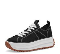 Plateausneaker TAMARIS "Milena", Damen, Gr. 40, schwarz, Synthetik, Textil, Schuhe Plateausneaker, Freizeitschuh, Halbschuh, Schnürschuh in veganer Verarbeitung (52242865-40) schwarz