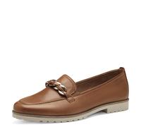 Loafer TAMARIS, Damen, Gr. 39, braun (cognac), Leder, Schuhe Loafer, Chunky Slipper, Business Schuh mit trendiger Flechtkette (58396831-39)