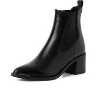 Tamaris Damen Chelsea-Stiefelette mit Blockabsatz, Leder, Schwarz, Gr. 39 EU
