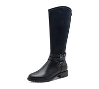 Tamaris Stiefel Langschaftstiefel Damen Navy Leder/Veloursleder/Textil Blockabsatz Touch it Gr. 37