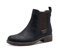 Tamaris Chelseaboots Damen Gr. 37 Navy, Nubuklederimitat, Elastikeinsatz, Blockabsatz, Used-Look