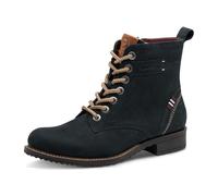 Schnürboots TAMARIS, Damen, Gr. 40, navy, Leder, Textil, Schuhe, Blockabsatz, Schnürstiefelette, Kontrastnaht an der Ferse und Rahmen (43006005-40) navy