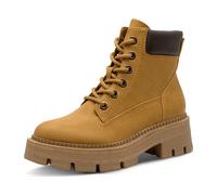 Schnürboots TAMARIS, Damen, Gr. 39, camelfarben, Lederimitat, unifarben mit Farbeinsatz, Schuhe, Blockabsatz, Schnürstiefelette mit glänzenden Strasssteinen besetzt (37686745-39) camelfarben