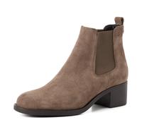 Tamaris Chelseaboots Damen Veloursleder gebraucht elastischer Einsatz Blockabsatz Taupe Gr. 39