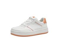 Tamaris Lederimitat Sneaker, weiß, 36 Weiß/ Orange