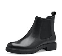 Tamaris Damen Ankle Boots, Frauen Stiefeletten,halbstiefel,Kurzstiefel,uebergangsschuhe,uebergangsstiefel,flach,Boots,Black Leather,38 EU