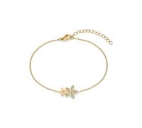 Tamaris Damen Armband aus Edelstahl mit Blüten-Anhänger | wasserfest, hautfreundlich, 21cm, funkelnde Zirkoniasteine