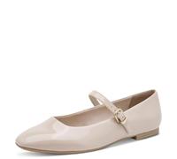Tamaris Damen Ballerina mit Strap flach, beige (Ivory PATENT), 38