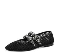 Tamaris Damen Ballerina mit Strap flach, schwarz, 36 EU