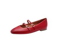 Tamaris Damen Ballerina mit Strap Leder flach, rot, 39 EU
