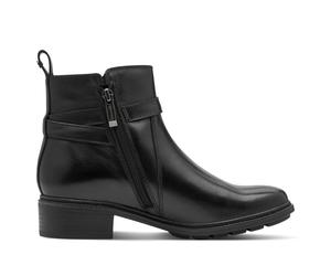 Tamaris Damen Biker-Stiefeletten aus schwarzem Leder mit Schnalle und Reißverschluss EU 37