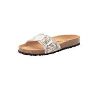 Pantolette TAMARIS "CORRA", Damen, Gr. 41, beige, snake, Lederimitat, Reptilienprägung, Schuhe Pantolette, Sommerschuh, Schlappen mit verstellbarer Schnalle (52842614-41) beige, snake