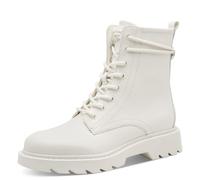 Schnürstiefelette TAMARIS, Damen, Gr. 38, weiß (sanftes weiß), Lederimitat, Nubukleder, Schuhe Schnürstiefelette, Blockabsatz, Schnürboots mit zusätzlichem Innenreißverschluss, Topseller (97405821-38)