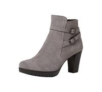 Tamaris Damen Boots mit Absatz Leder Trichterabsatz; GREY SUEDE/grau; 40 EU