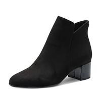 Stiefelette TAMARIS, Damen, Gr. 37, schwarz (schwarz kombiniert), Textil, Veloursleder, Basic, Schuhe Stiefelette, Ankleboot, Stiefelette mit dekorativem Knopf, schmale Form (63170125-37) schwarz komb