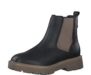 Tamaris Damen Chelsea Boots, Frauen Stiefeletten,Wechselfußbett,Comfort Lining,kurzstiefel,uebergangsschuhe,BLACK/TAUPE,40 EU