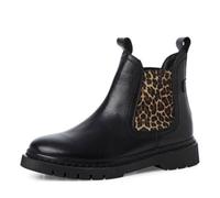 Tamaris Damen Chelsea Boots, Frauen Stiefeletten,Wechselfußbett,Comfort Lining,Schlupfstiefel,flach,Boots,Stiefel,Bootee,Booties,Black/Leopard,38 EU