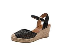 Slingpumps TAMARIS, Damen, Gr. 36, schwarz, Bast, Leder, Textil, geflochten, kontrastfarbene Details, Schuhe Slingpumps, Sandalette, Riemchensandale mit Touch it-Ausstattung (11168505-36) schwarz