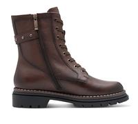 Schnürstiefelette TAMARIS, Damen, Gr. 37, mokka, Leder, kontrastfarbene Details, unifarben, used, Schuhe Schnürstiefelette, Blockabsatz, Schnürboots mit nietenbesetzem Zierriegel (46300644-37) mokka