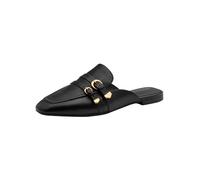 Tamaris Damen Flat Mules Leder, schwarz, 37 EU