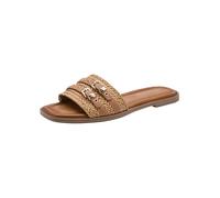 Tamaris Damen Flat Mules Textil, braun, 39 EU