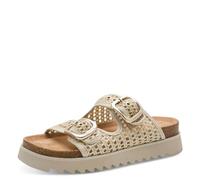 Pantolette TAMARIS, Damen, Gr. 42, creme, Bast, Lederimitat, unifarben, Schuhe Pantolette, Sommerschuh, Schlupfschuh in veganer Verarbeitung (58505333-42) creme