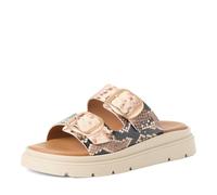 Tamaris Damen-Pantolette Beige Snake – Leder, Keilabsatz – Gr. 37