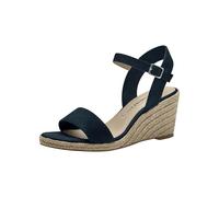 Tamaris Damen Sandalette 1-28300-42 805 Blau Keilabsatz Flecht-Optik
