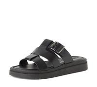 Pantolette TAMARIS, Herren, Gr. 40, schwarz, Glattleder, unifarben, Schuhe Pantolette, Schlupfschuh, Sommerschuh mit regulierbarem Schnallenverschluss (14961466-40) schwarz