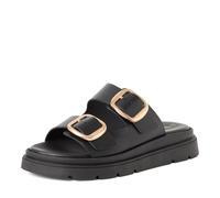 Tamaris Damen Keilsandalen, Frauen Sandalen,TOUCHit-Fußbett,modern,Nieten,Schleifen,Strass-Steine,schwarz,braun,Rose,rot,Black Leather,38 EU