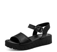 Riemchensandale TAMARIS, Damen, Gr. 40, schwarz, Glattleder, unifarben, Schuhe Riemchensandale, Sommerschuh, Sandalette mit markantem Plateau (48699651-40) schwarz